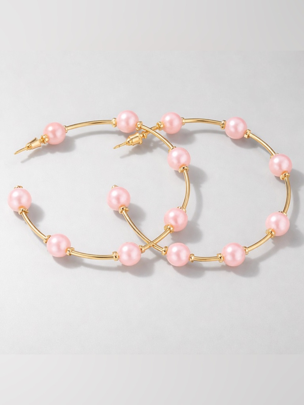 Pink Pearl Hoop Earrings